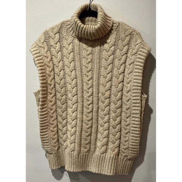 JAKKE Sade Jumper Vest Women’s 4 Chunky Cable Knit Sweater Biscuit Beige - Picture 1 of 8